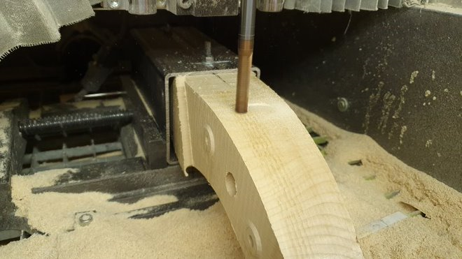 Lingsma electric upright bass - cnc machining headstock pegbox